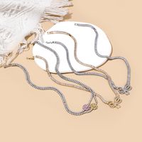 Ig-stil Blume Bogenknoten Kupfer 18 Karat Vergoldet Zirkon Halskette Mit Anhänger In Masse main image 1