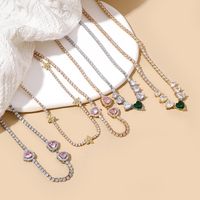 Ig Style Vintage Style Heart Shape Flower Copper 18k Gold Plated Zircon Necklace In Bulk main image 1