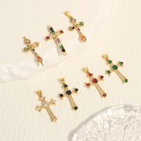 Elegant Simple Style Streetwear Cross Copper Plating Inlay Zircon 18k Gold Plated Charms main image 2