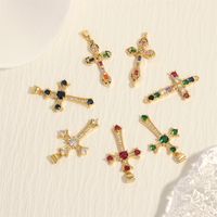 Elegant Simple Style Streetwear Cross Copper Plating Inlay Zircon 18k Gold Plated Charms main image 1