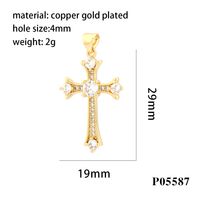 Elegant Simple Style Streetwear Cross Copper Plating Inlay Zircon 18k Gold Plated Charms main image 5