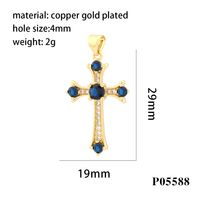 Elegant Simple Style Streetwear Cross Copper Plating Inlay Zircon 18k Gold Plated Charms main image 6