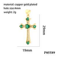 Elegant Simple Style Streetwear Cross Copper Plating Inlay Zircon 18k Gold Plated Charms main image 9