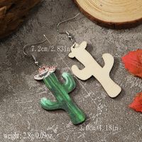 1 Pair Cute Funny Cactus Boots Wood No Inlaid Ear Hook sku image 3