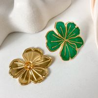 1 Pair Casual Vacation Simple Style Flower Plating 304 Stainless Steel 14K Gold Plated Ear Studs main image 3