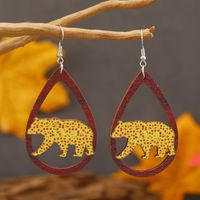 1 Pair Cute Funny Cactus Cattle Flower Hollow Out Wood No Inlaid Ear Hook main image 7