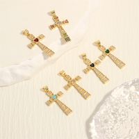 Hip-hop Simple Style Streetwear Cross Heart Shape Copper Plating Inlay Zircon 18k Gold Plated Charms main image 2