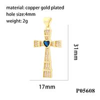 Hip-hop Simple Style Streetwear Cross Heart Shape Copper Plating Inlay Zircon 18k Gold Plated Charms main image 5