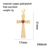 Hip-hop Simple Style Streetwear Cross Heart Shape Copper Plating Inlay Zircon 18k Gold Plated Charms main image 6