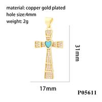 Hip-hop Simple Style Streetwear Cross Heart Shape Copper Plating Inlay Zircon 18k Gold Plated Charms main image 8