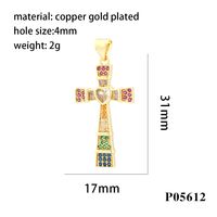 Hip-hop Simple Style Streetwear Cross Heart Shape Copper Plating Inlay Zircon 18k Gold Plated Charms main image 7