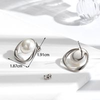 1 Pair Basic Modern Style Circle Pearl Plating Stainless Steel 18k Gold Plated Earrings main image 2