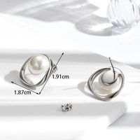 1 Paire De Base Style Moderne Cercle Perle Placage Acier Inoxydable Plaqué Or 18k Des Boucles D'oreilles main image 2