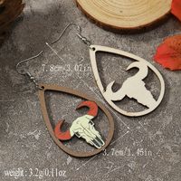 1 Pair Cute Funny Cactus Cattle Flower Hollow Out Wood No Inlaid Ear Hook sku image 4