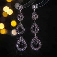 Glam Brillant Gouttelettes D'eau Strass Placage Évider Incrustation Strass Argent Plaqué Boucles D'oreilles Pour Femmes main image 6