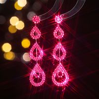 Glam Shiny Water Droplets Rhinestone Plating Hollow Out Inlay Rhinestones Silver Plated Women's Drop Earrings main image 7