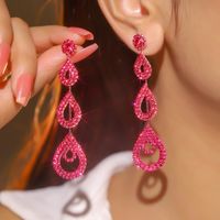Glam Shiny Water Droplets Rhinestone Plating Hollow Out Inlay Rhinestones Silver Plated Women's Drop Earrings main image 8