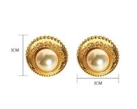 1 Pair Retro Round Inlay Copper Pearl Ear Studs main image 2