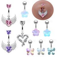 Élégant Mignon Ailes Papillon Acier Inoxydable Le Cuivre Placage Incruster Strass Zircon Or Blanc Plaqué Anneau Du Ventre main image 11