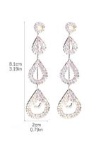 Glam Shiny Water Droplets Rhinestone Plating Hollow Out Inlay Rhinestones Silver Plated Women's Drop Earrings sku image 3