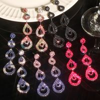 Wholesale Jewelry Elegant Water Droplets Rhinestone Drop Earrings main image 1