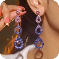Wholesale Jewelry Elegant Water Droplets Rhinestone Drop Earrings main image 7