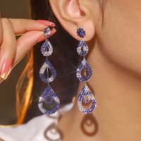 Wholesale Jewelry Elegant Water Droplets Rhinestone Drop Earrings sku image 7