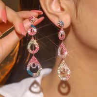 Wholesale Jewelry Elegant Water Droplets Rhinestone Drop Earrings sku image 8