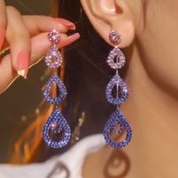 Wholesale Jewelry Elegant Water Droplets Rhinestone Drop Earrings sku image 4