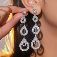 Wholesale Jewelry Elegant Water Droplets Rhinestone Drop Earrings sku image 3