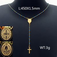Titan Stahl 18 Karat Vergoldet Einfacher Stil Pendeln Kette Kreuzen Halskette sku image 1