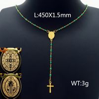Titan Stahl 18 Karat Vergoldet Einfacher Stil Pendeln Kette Kreuzen Halskette sku image 3