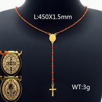 Titan Stahl 18 Karat Vergoldet Einfacher Stil Pendeln Kette Kreuzen Halskette sku image 2