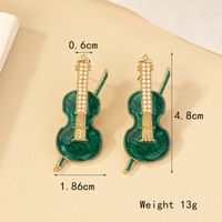 1 Pair Ig Style Retro Lady Violin Plating Inlay Alloy Artificial Pearls 14k Gold Plated Ear Studs main image 6