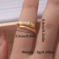 Cute Sweet Animal Heart Shape Mermaid Copper Plating Inlay Zircon 18k Gold Plated Women's Open Rings sku image 3