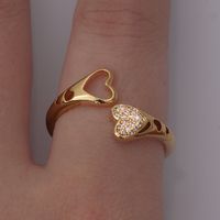 Cute Sweet Animal Heart Shape Mermaid Copper Plating Inlay Zircon 18k Gold Plated Women's Open Rings main image 9