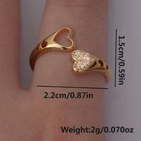Cute Sweet Animal Heart Shape Mermaid Copper Plating Inlay Zircon 18k Gold Plated Women's Open Rings main image 2