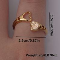 Cute Sweet Animal Heart Shape Mermaid Copper Plating Inlay Zircon 18k Gold Plated Women's Open Rings sku image 2