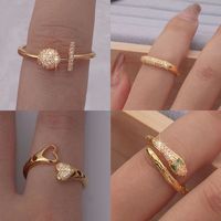 Cute Sweet Animal Heart Shape Mermaid Copper Plating Inlay Zircon 18k Gold Plated Women's Open Rings main image 11