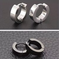 1 Pair 2 Pairs Simple Style Cool Style Round Stainless Steel None None Hoop Earrings main image 1