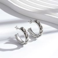 1 Pair Casual Simple Style Streetwear C Shape Circle Twist Plating Stainless Steel 18k Gold Plated Ear Studs main image 4