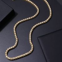 Copper Hip-Hop Inlay Round Zircon Bracelets Necklace main image 4