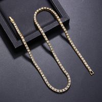 Copper Hip-Hop Inlay Round Zircon Bracelets Necklace main image 6