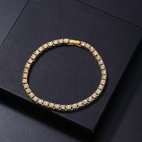 Copper Hip-Hop Inlay Round Zircon Bracelets Necklace main image 10