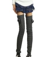 Women's Japanese Style Solid Color Polyacrylonitrile Fiber Jacquard Over The Knee Socks A Pair sku image 6