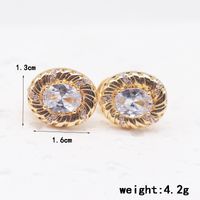 1 Pair Simple Style Shiny Geometric Plating Inlay Alloy Rhinestones Zircon Gold Plated Earrings main image 4