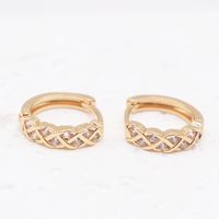 1 Pair Simple Style Shiny Geometric Plating Inlay Alloy Rhinestones Zircon Gold Plated Earrings sku image 1