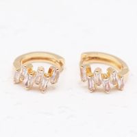 1 Pair Simple Style Shiny Geometric Plating Inlay Alloy Rhinestones Zircon Gold Plated Earrings main image 1