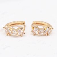 1 Paire Style Simple Brillant Géométrique Placage Incruster Alliage Strass Zircon Plaqué Or Des Boucles D'oreilles sku image 4