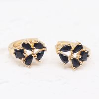 1 Paire Style Simple Brillant Géométrique Placage Incruster Alliage Strass Zircon Plaqué Or Des Boucles D'oreilles sku image 5